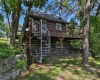 Front side of cabin; storage on lower level