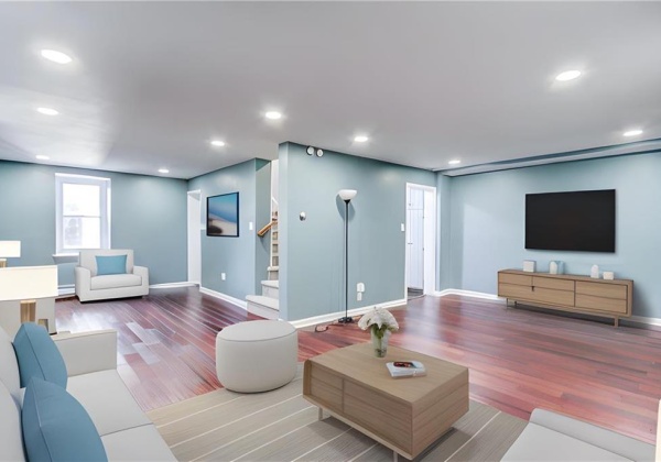 Virtually staged family room located next to the master bedroom suite.