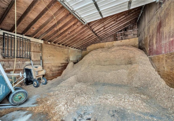 saw dust storage in outbuilding