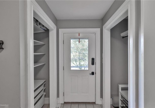 mud room storage, access from front or garage