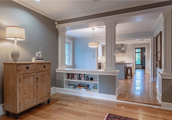 Kitchen flows into the Family Room