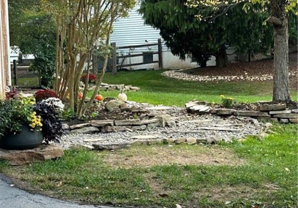 Follow the stone pathway to the front door