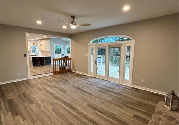 Sliding doors leading the 600 sq ft deck