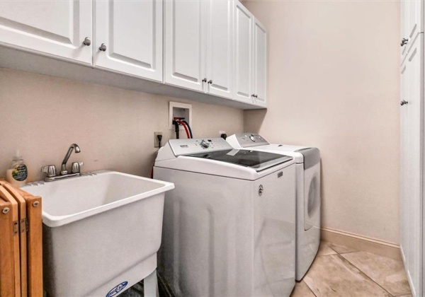 First floor washer and dryer included. Plenty of cabinet space.