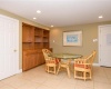 Lower level dining room with built-in cabinetry