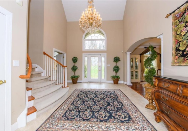 Foyer with chandelier