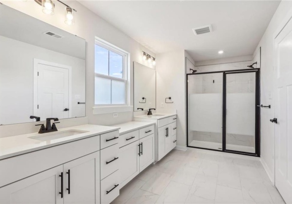 Primary bathroom with dual sinks