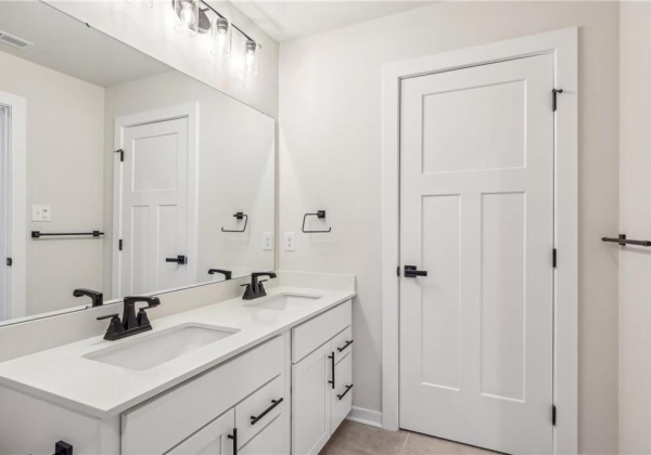 Full bathroom with dual sinks