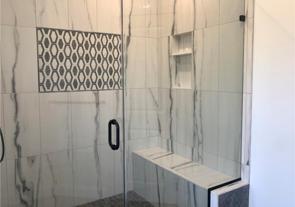 Master bath shower with bench