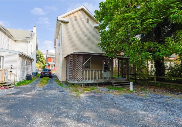 back of the home, shared driveway